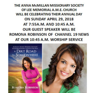 Guest Speaker at the Lee Memorial A.M.E. Church @ Lee Memorial A.M.E. church | Cleveland | Ohio | United States